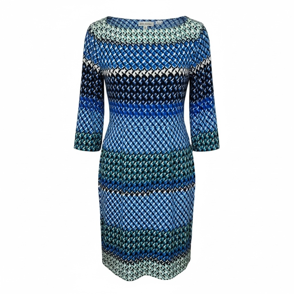Donna Morgan Blue and Green Patterned Dress
